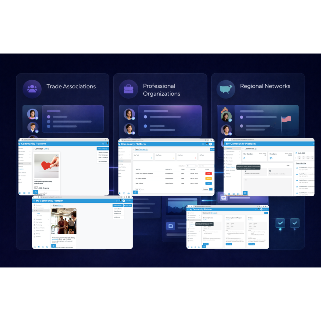 A community platform for associations centralizes members, events, and communication in one branded system. Learn how associations use it to grow membership and boost engagement.