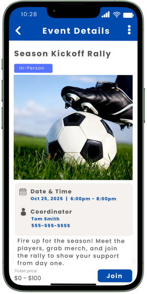 My Community Platform Mobile Sports Event