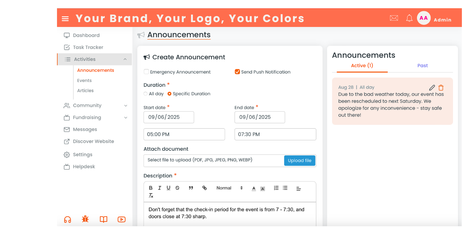 White Label Community Platform Communications